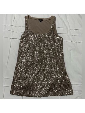 Express Tan Sequined Tank Top- Size S